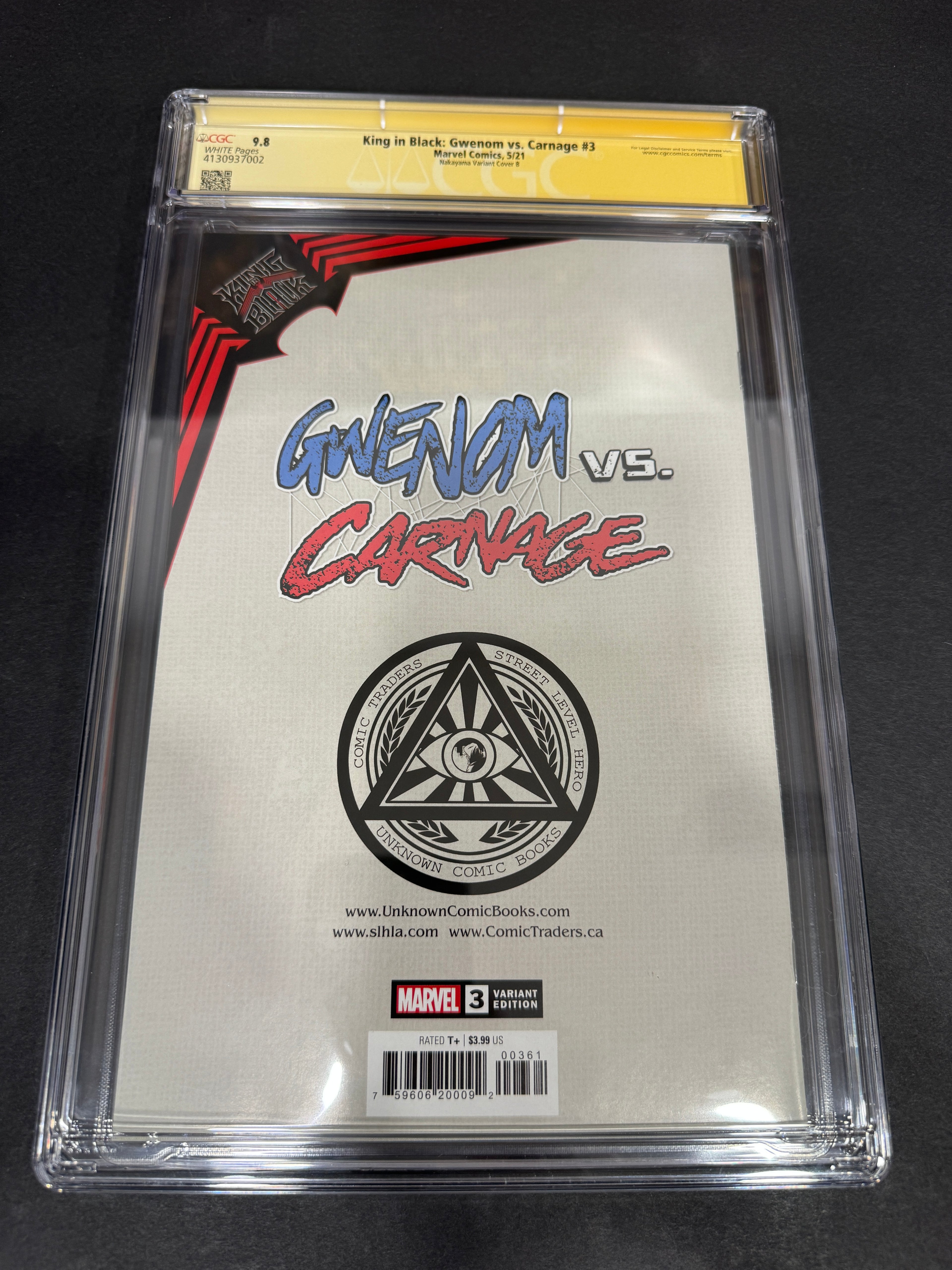King in Black: Gwenom vs. Carnage #3 (CGC 9.8) - David Nakayama Black Cat Virgin Exclusive Signed (Blue Paint Pen)
