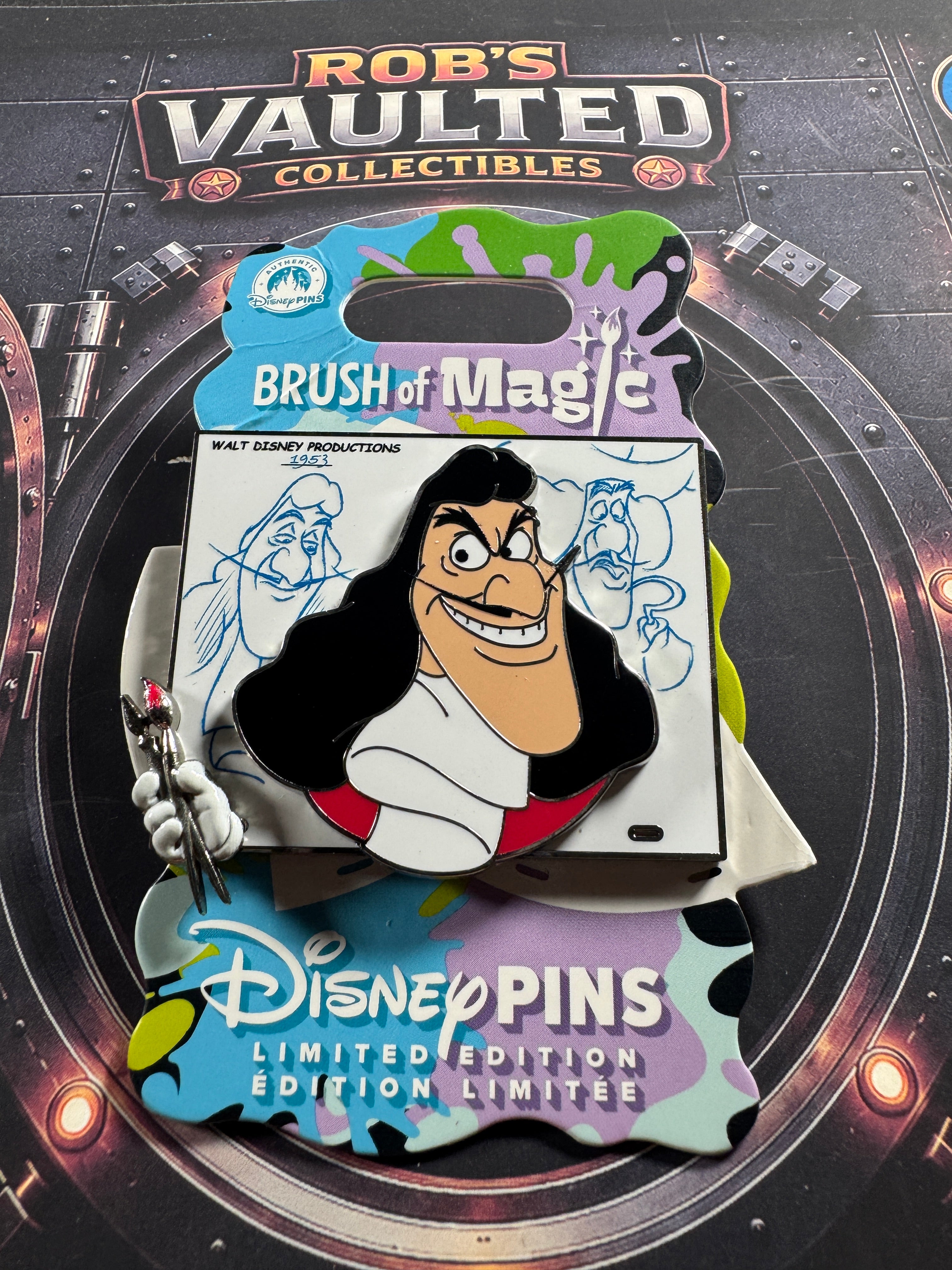 Disney Brush of Magic Captain Hook Limited Edition Pin LE 3750 – Peter Pan