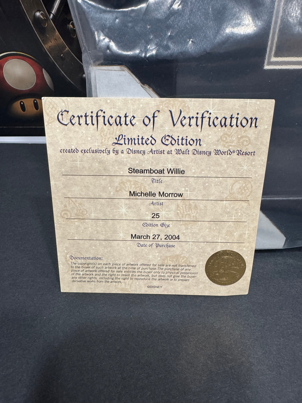 Disney Steamboat Willie Limited Edition of 25 Framed Pin Set with Certificate of Verification