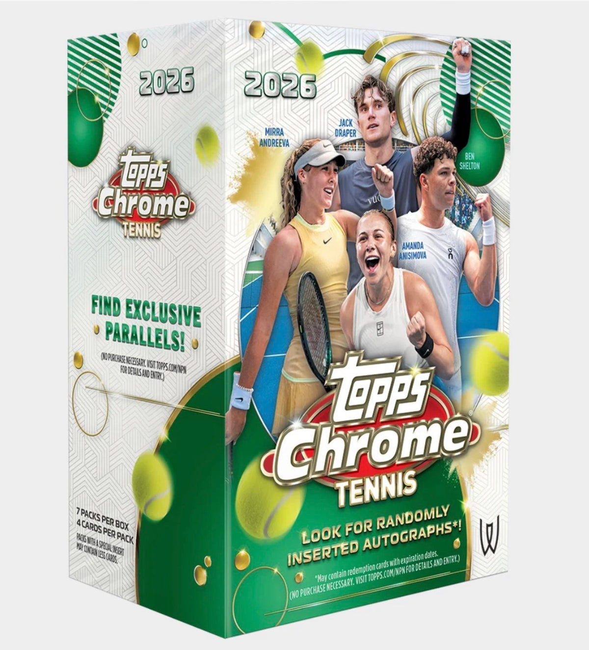 2026 Topps Chrome Tennis Value Blaster Box Factory Sealed 5 Exclusive Parallels