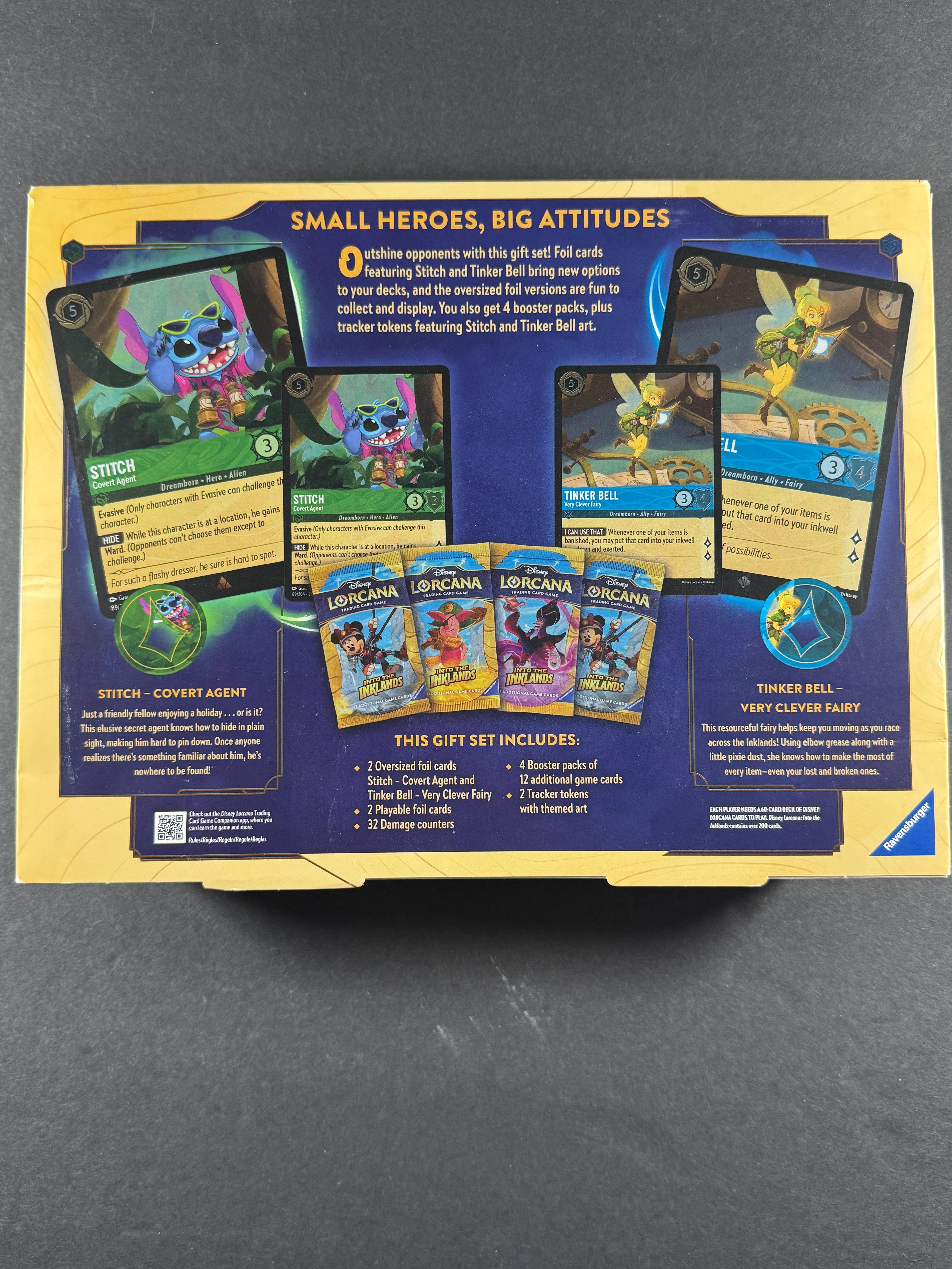 Disney Lorcana Into the Inklands Gift Set – Stitch & Tinker Bell – Factory Sealed