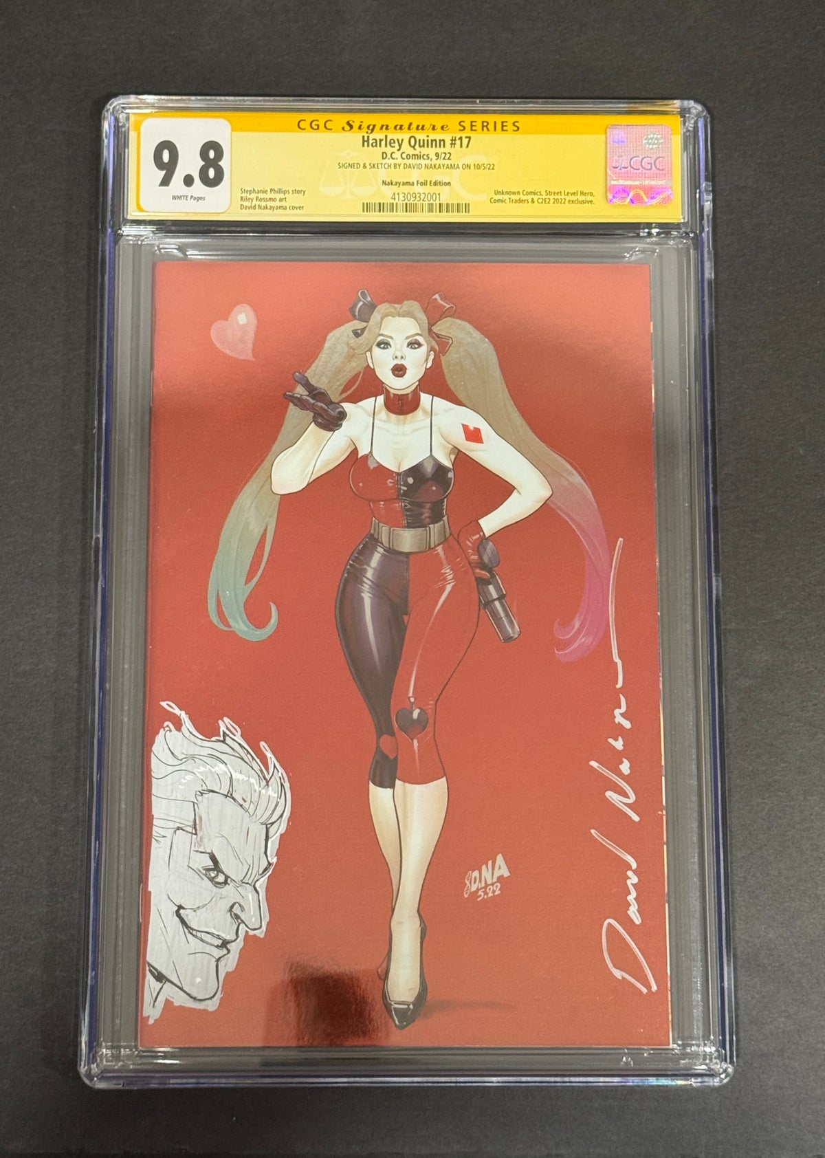 Harley Quinn #17 Nakayama Foil Variant CGC 9.8 Signature Series David Nakayama Sketch & Signed
