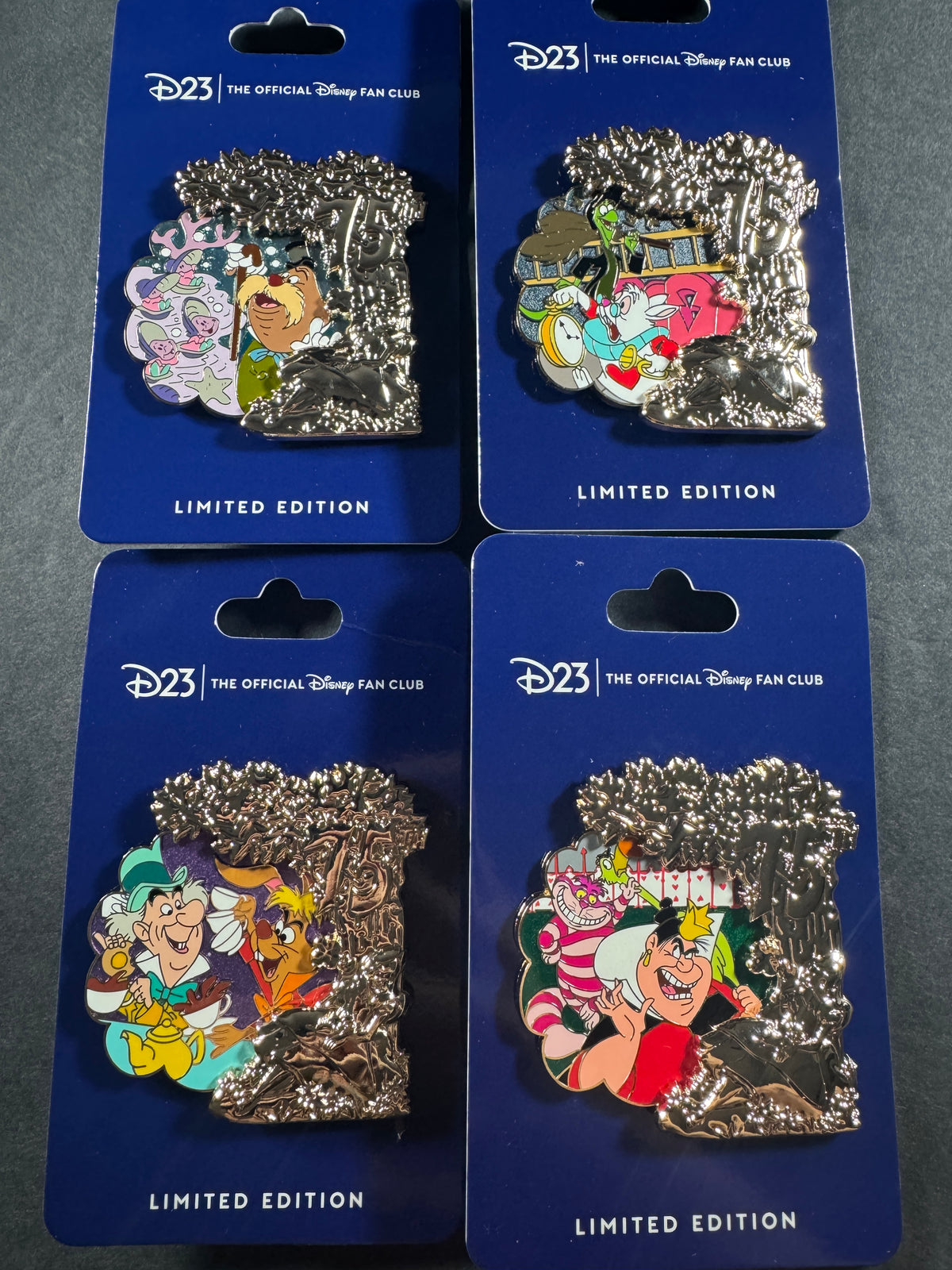 D23 Alice in Wonderland 75th Anniversary LE 1000 Pin Set of 4