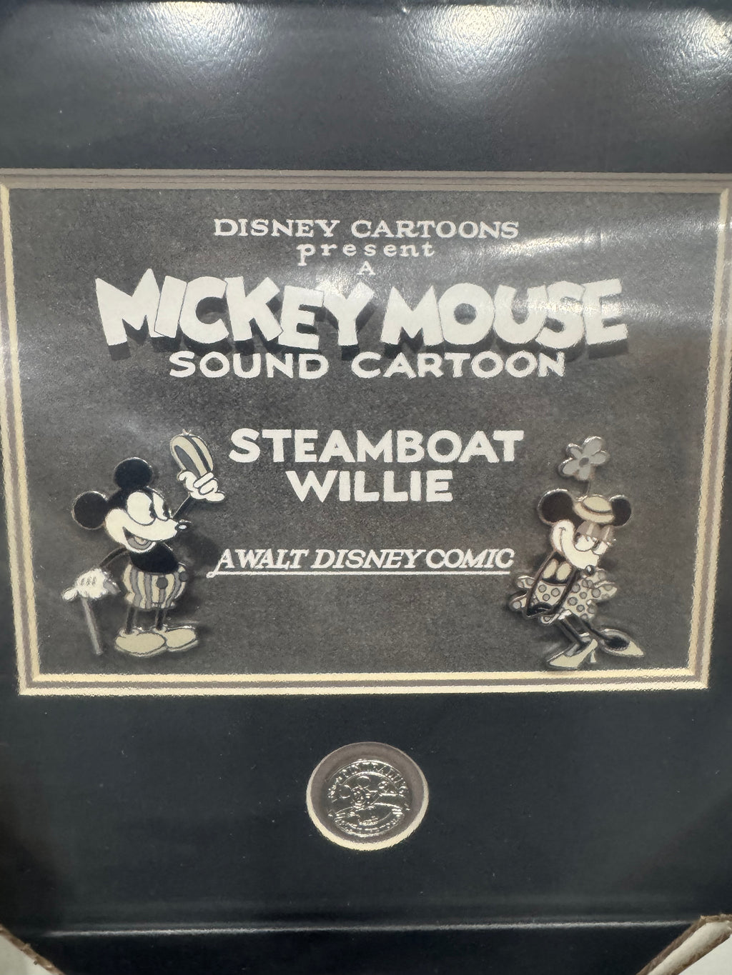 Disney Steamboat Willie Limited Edition of 25 Framed Pin Set with Certificate of Verification