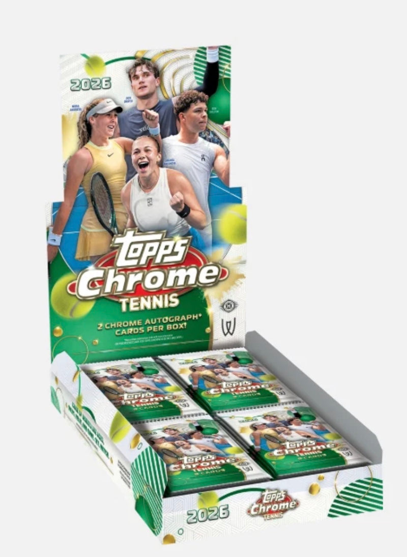 2026 Topps Chrome Tennis Hobby Box – 2 Autographs - Factory Sealed